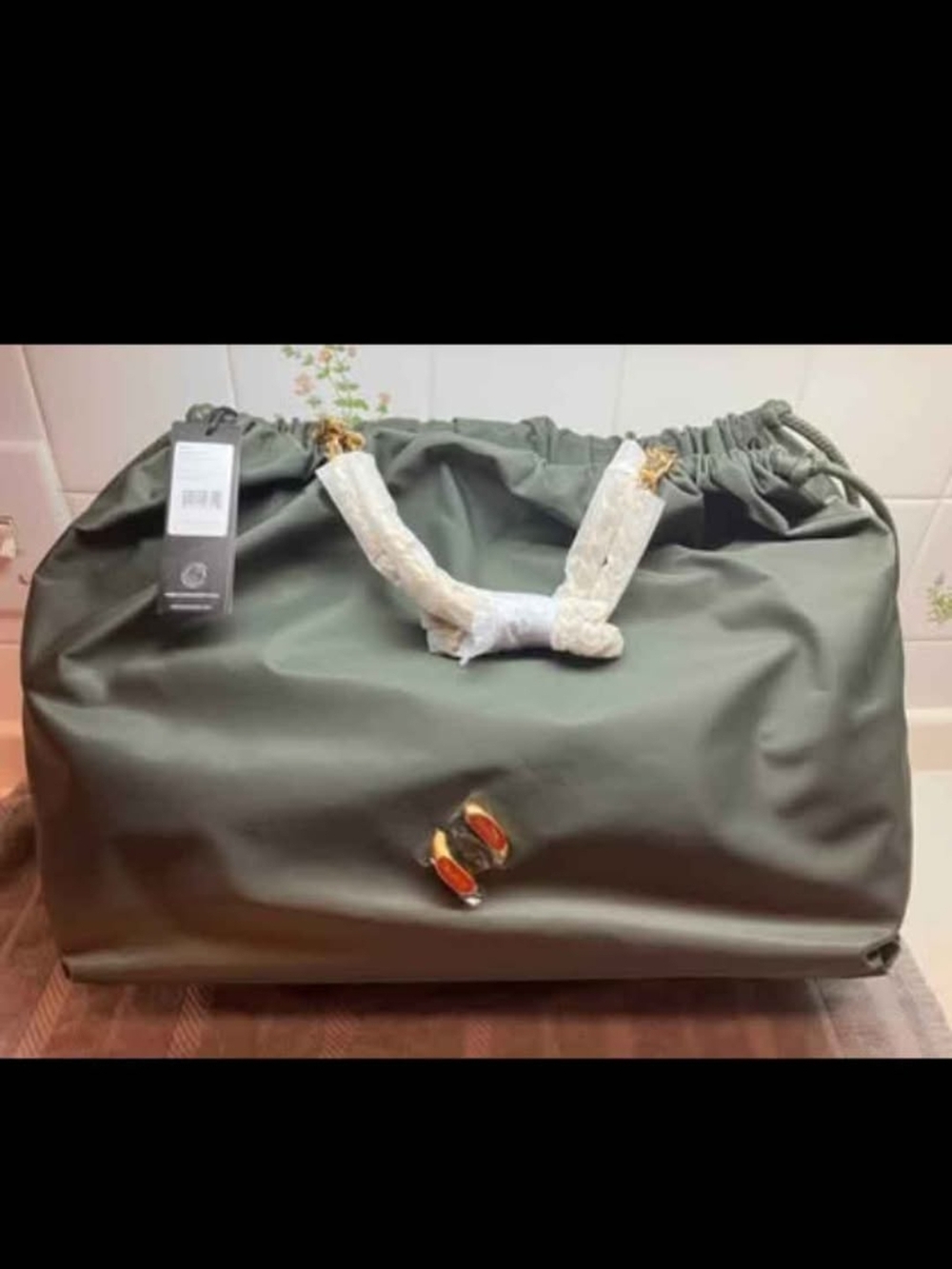 Rebecca Minkoff Olive Green Travel Tote with Gold Accents